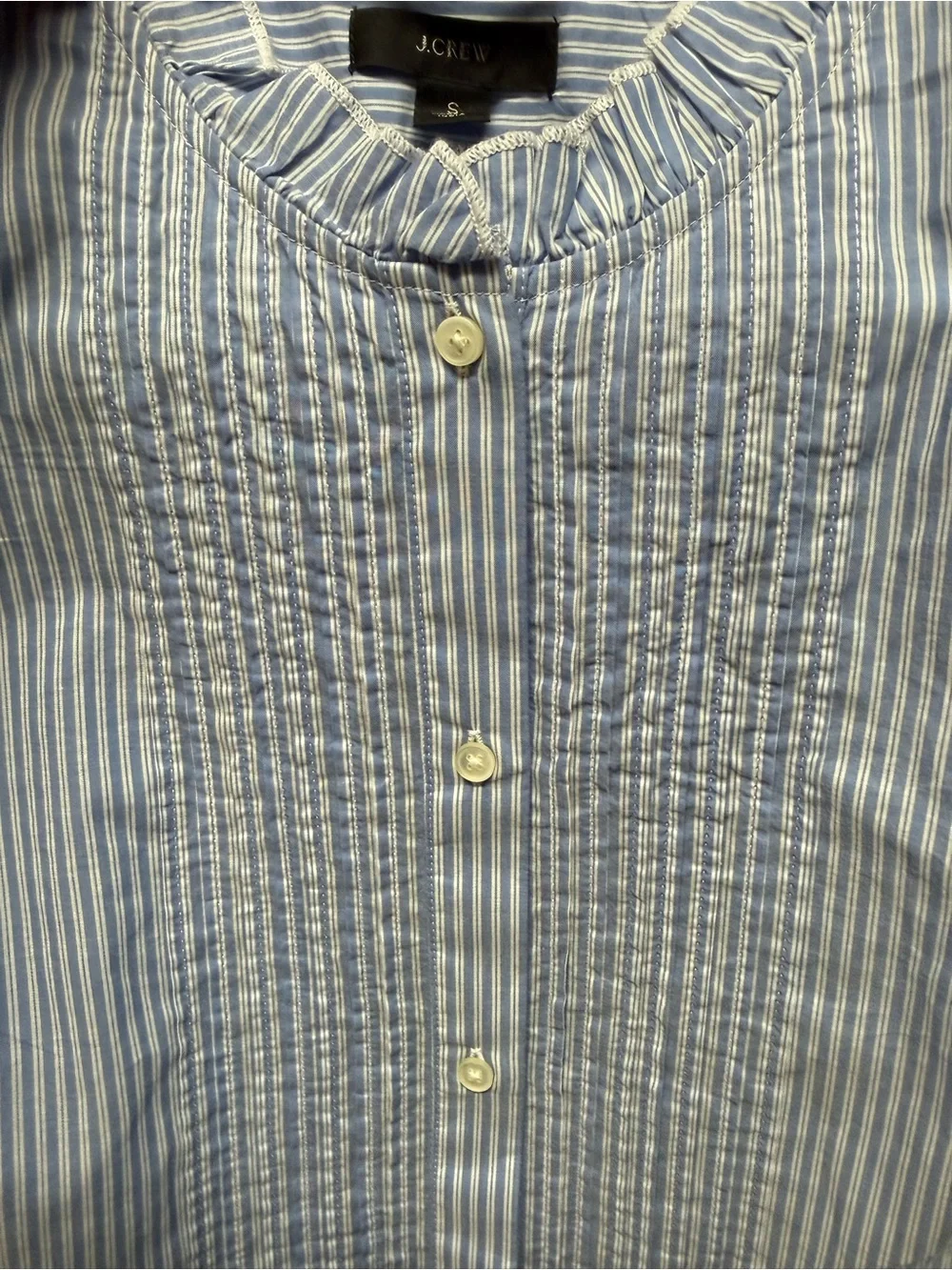 J. Crew Womens light Blue and White Tuxedo Pinstripe Button-Front Shirt Size S